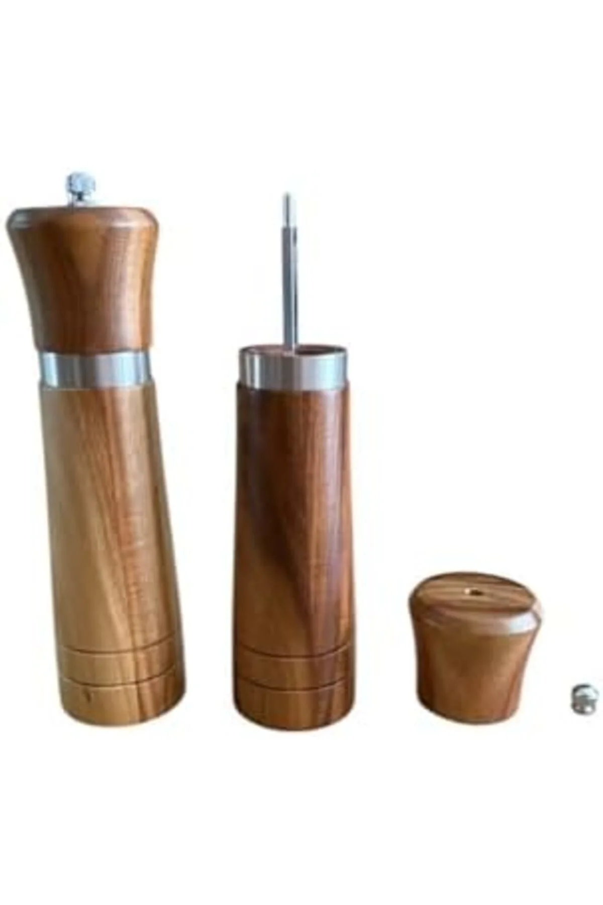 FineSell Akasya Komple Ahşap Tuz Karabiber Değirmeni Baharat Öğüt
