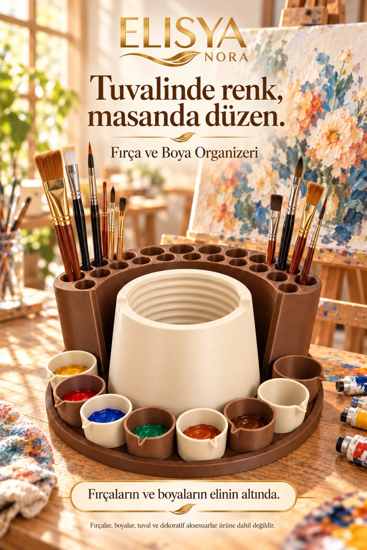 Fırça ve Boya Organizeri Çok Bölmeli Masaüstü Hobi Düzenleyici - Görsel 2