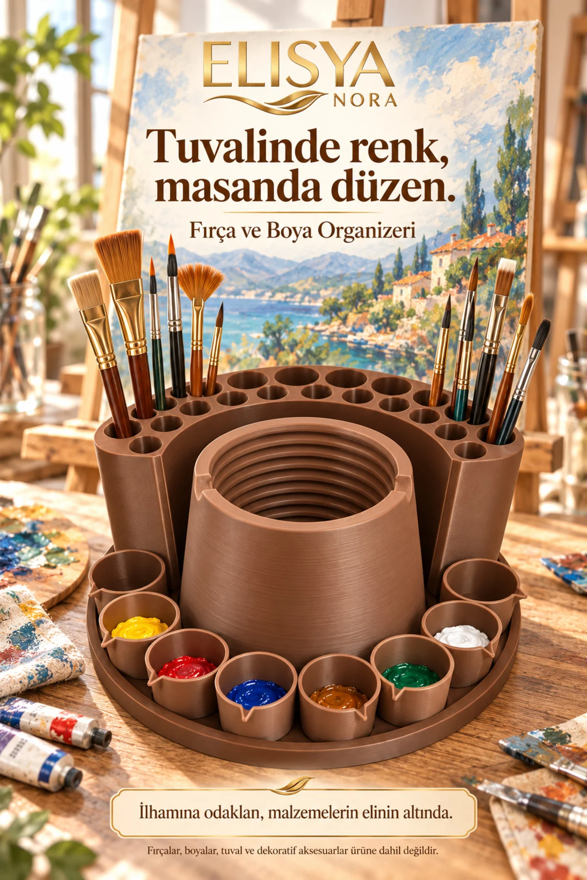 Fırça ve Boya Organizeri Çok Bölmeli Masaüstü Hobi Düzenleyici - Görsel 8