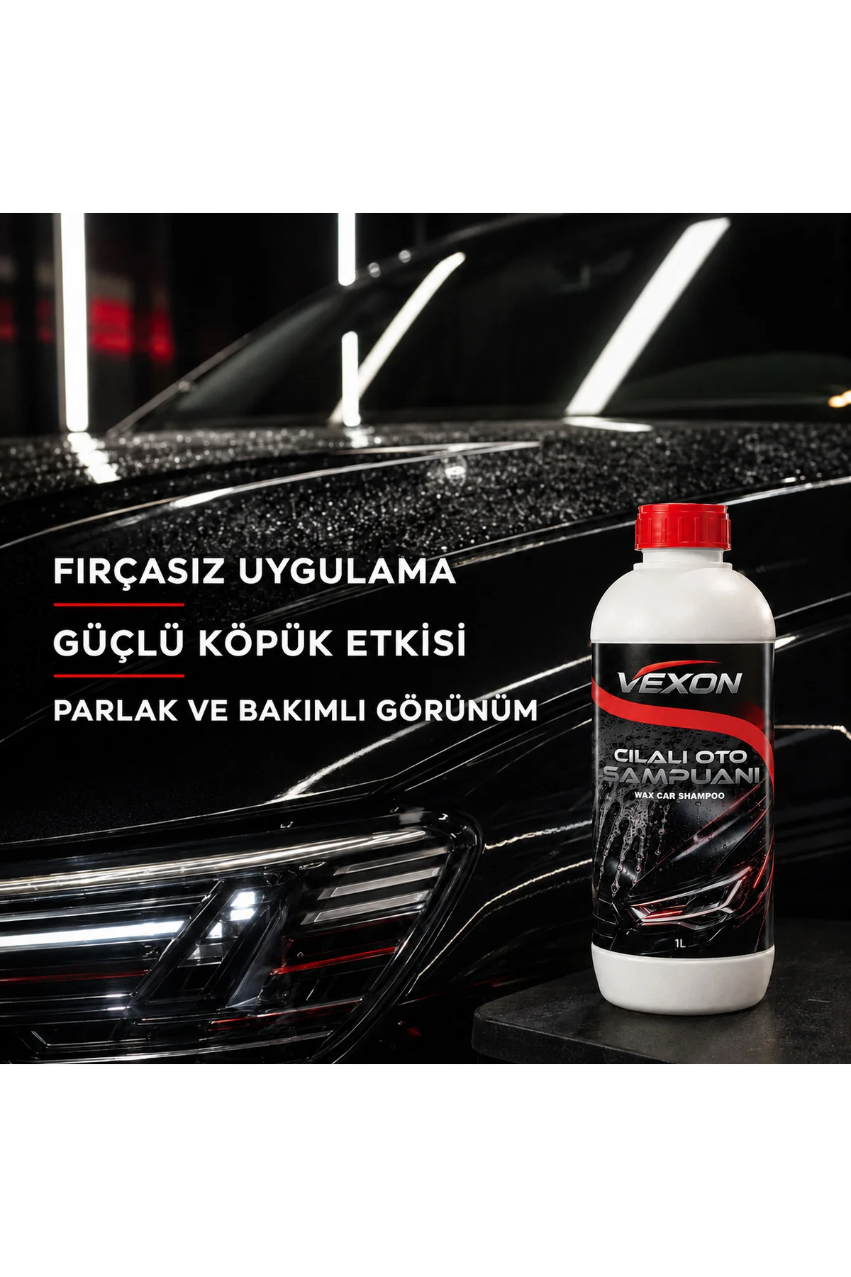 Fırçasız Oto Şampuanı 1 L – 1/60 Konsantre Güçlü Köpüklü Araç Yıkama Şampuanı