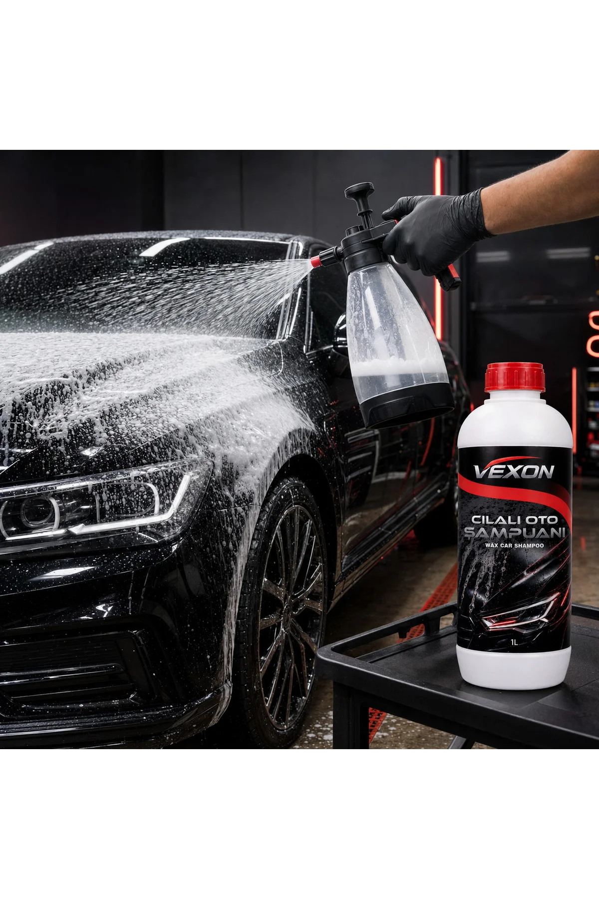 Fırçasız Oto Şampuanı 1 L – 1/60 Konsantre Güçlü Köpüklü Araç Yıkama Şampuanı
