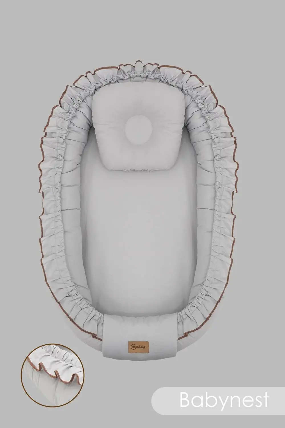 Mordesign Fırfırlı Bebek Yatağı, %100 Pamuk Babynest, 0-24 Ay Kullanım, Baş