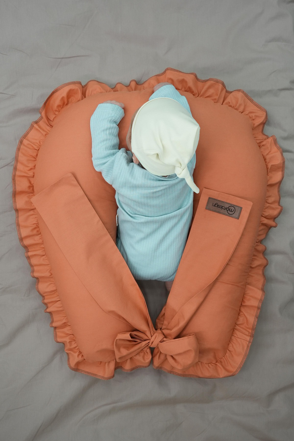 Mordesign Fırfırlı Emzirme Yastığı, Bebek Destek Minderi, Hamile Yastığı, P