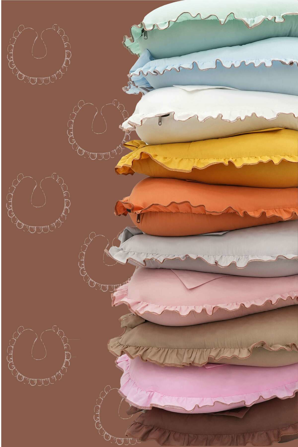 Mordesign Fırfırlı Emzirme Yastığı, Bebek Destek Minderi, Hamile Yastığı, P