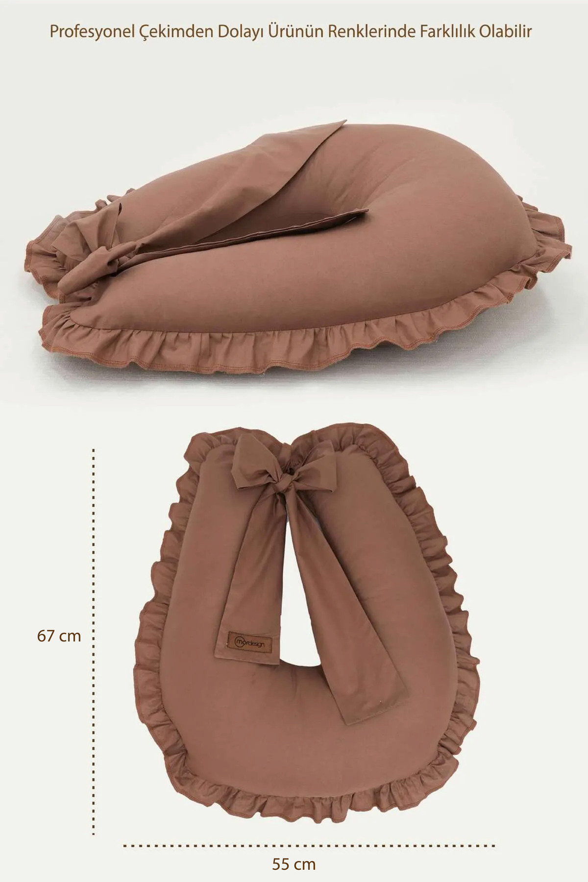 Mordesign Fırfırlı Emzirme Yastığı, Bebek Destek Minderi, Hamile Yastığı, P