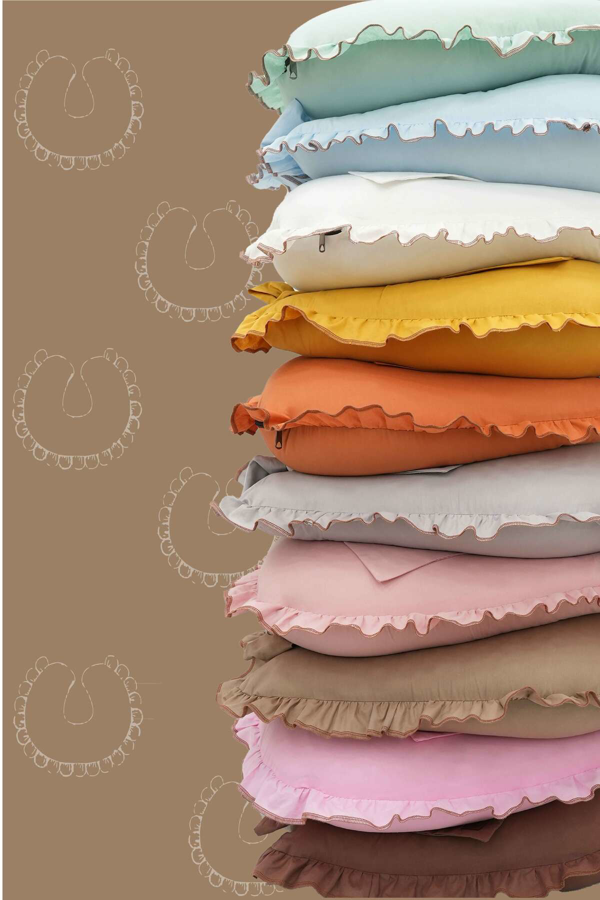 Mordesign Fırfırlı Emzirme Yastığı, Bebek Destek Minderi, Hamile Yastığı, P