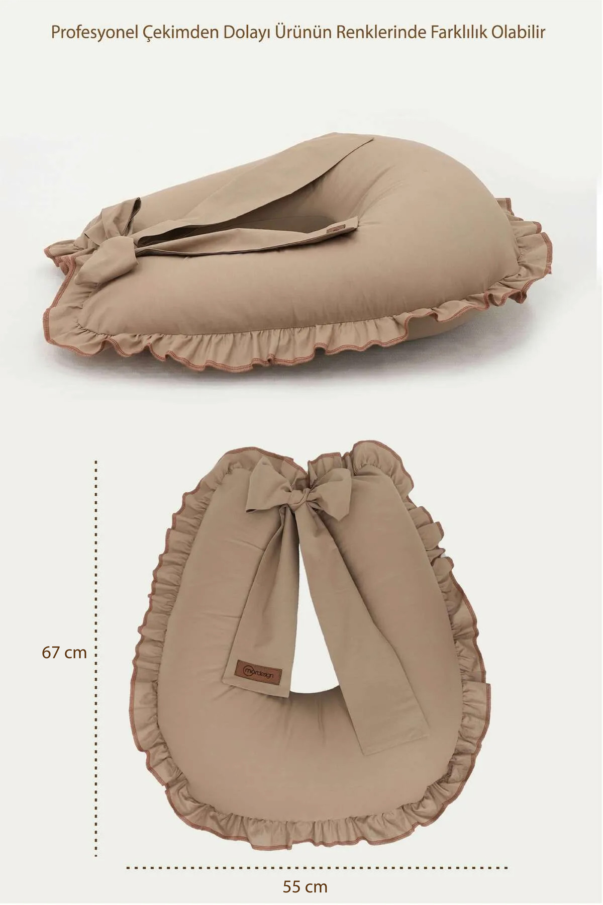 Mordesign Fırfırlı Emzirme Yastığı, Bebek Destek Minderi, Hamile Yastığı, P