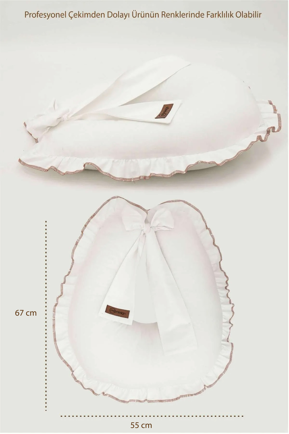 Mordesign Fırfırlı Emzirme Yastığı, Bebek Destek Minderi, Hamile Yastığı, P