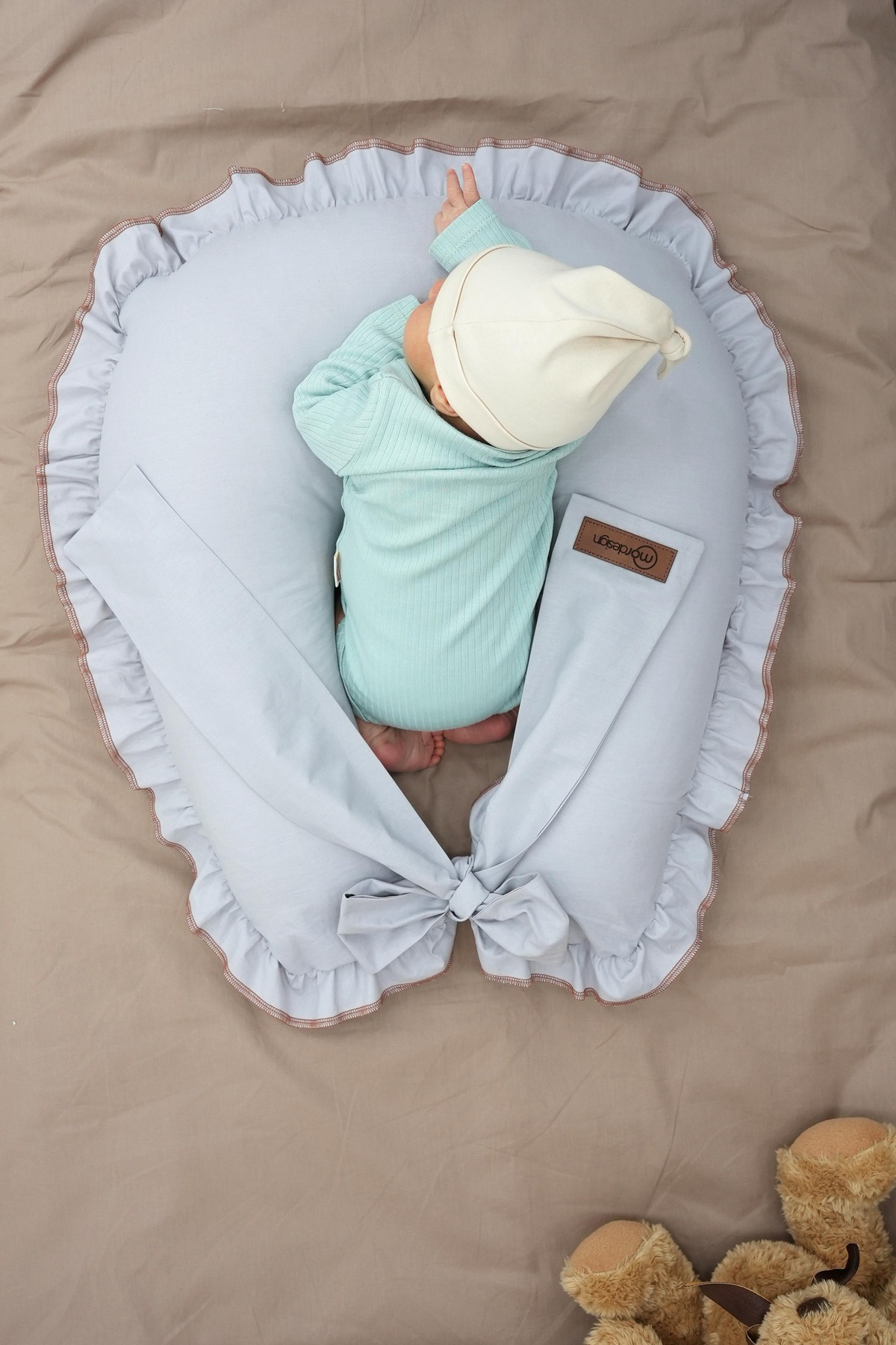 Mordesign Fırfırlı Emzirme Yastığı, Bebek Destek Minderi, Hamile Yastığı, P