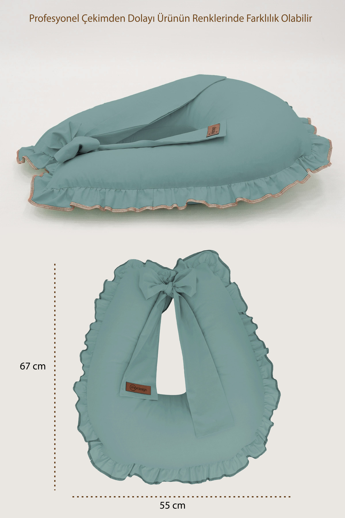 Mordesign Fırfırlı Emzirme Yastığı, Bebek Destek Minderi, Hamile Yastığı, P