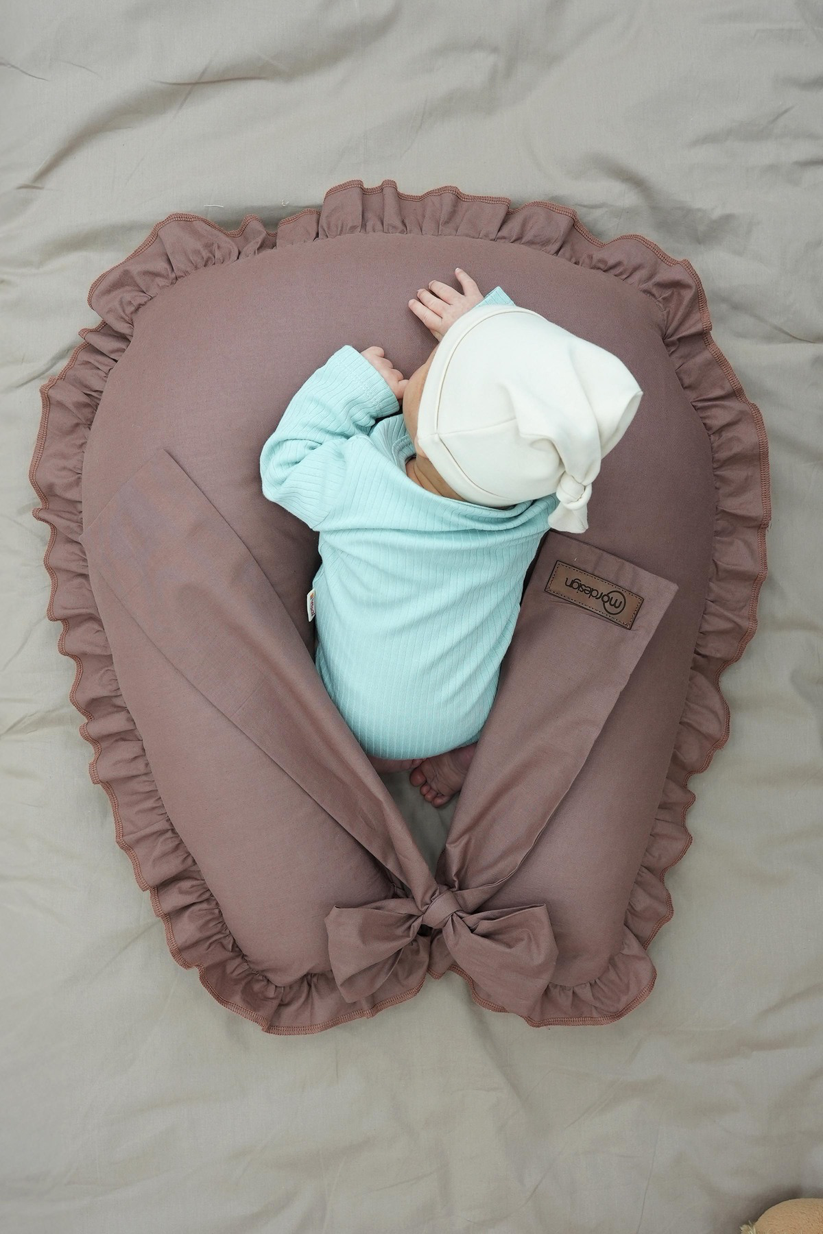 Mordesign Fırfırlı Emzirme Yastığı, Bebek Destek Minderi, Hamile Yastığı, P