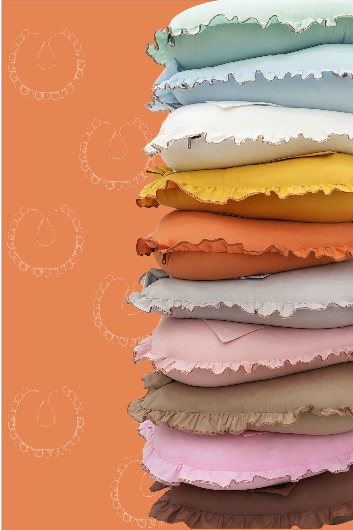 Mordesign Fırfırlı Emzirme Yastığı, Bebek Destek Minderi, Hamile Yastığı, P