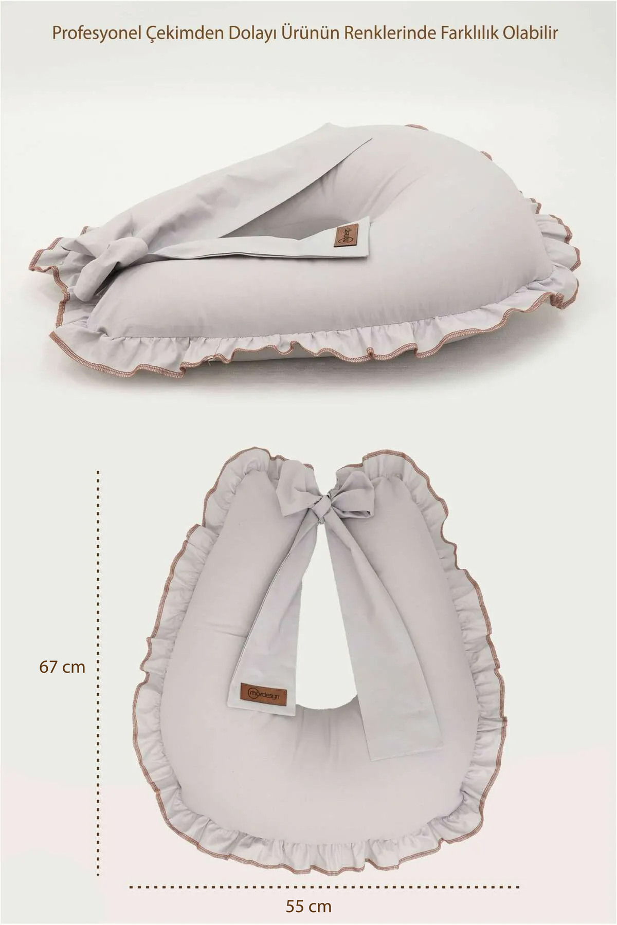 Mordesign Fırfırlı Emzirme Yastığı, Bebek Destek Minderi, Hamile Yastığı, P