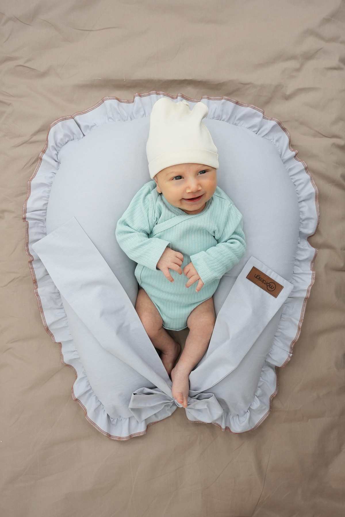 Mordesign Fırfırlı Emzirme Yastığı, Bebek Destek Minderi, Hamile Yastığı, P