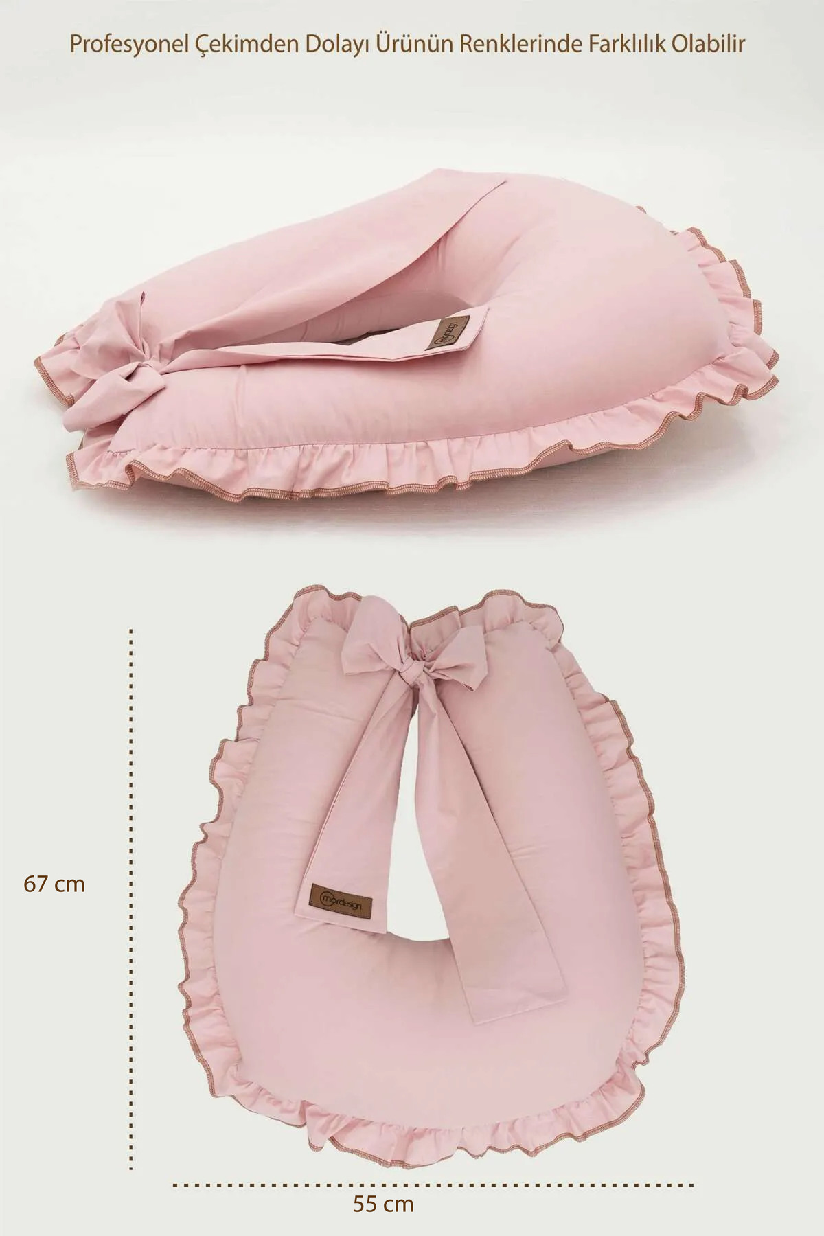 Mordesign Fırfırlı Emzirme Yastığı, Bebek Destek Minderi, Hamile Yastığı, P