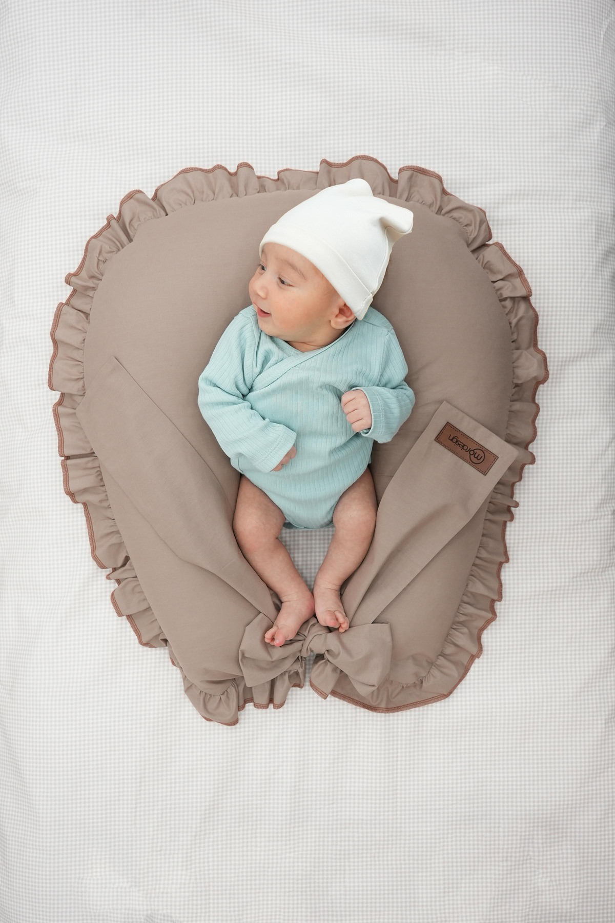 Mordesign Fırfırlı Emzirme Yastığı, Bebek Destek Minderi, Hamile Yastığı, P