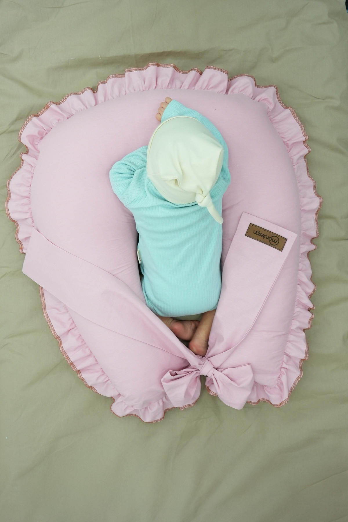 Mordesign Fırfırlı Emzirme Yastığı, Bebek Destek Minderi, Hamile Yastığı, P