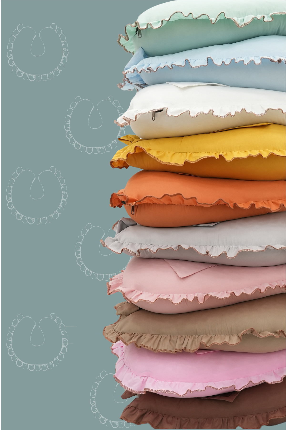 Mordesign Fırfırlı Emzirme Yastığı, Bebek Destek Minderi, Hamile Yastığı, P