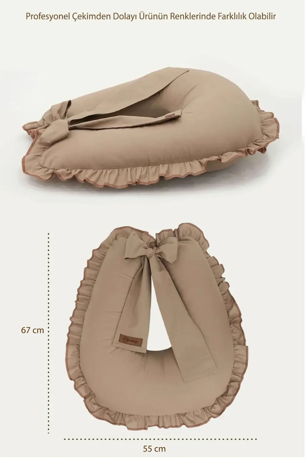 Mordesign Fırfırlı Emzirme Yastığı, Bebek Destek Minderi, Hamile Yastığı, P