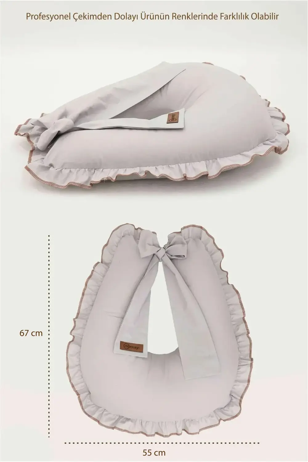 Mordesign Fırfırlı Emzirme Yastığı, Bebek Destek Minderi, Hamile Yastığı, P