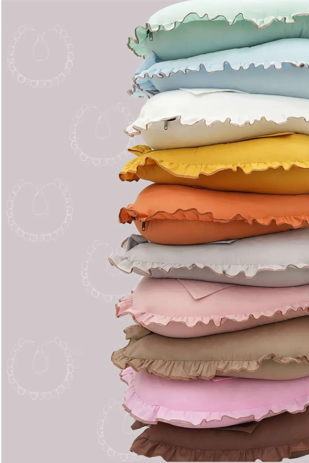 Mordesign Fırfırlı Emzirme Yastığı, Bebek Destek Minderi, Hamile Yastığı, P