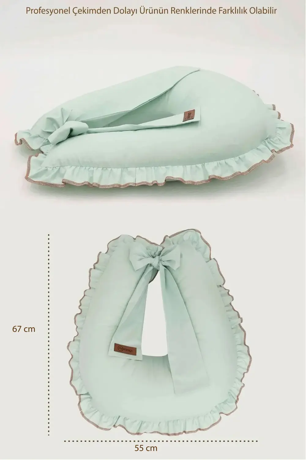 Mordesign Fırfırlı Emzirme Yastığı, Bebek Destek Minderi, Hamile Yastığı, P