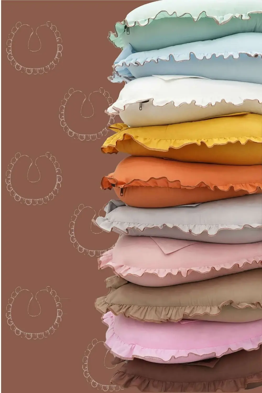 Mordesign Fırfırlı Emzirme Yastığı, Bebek Destek Minderi, Hamile Yastığı, P