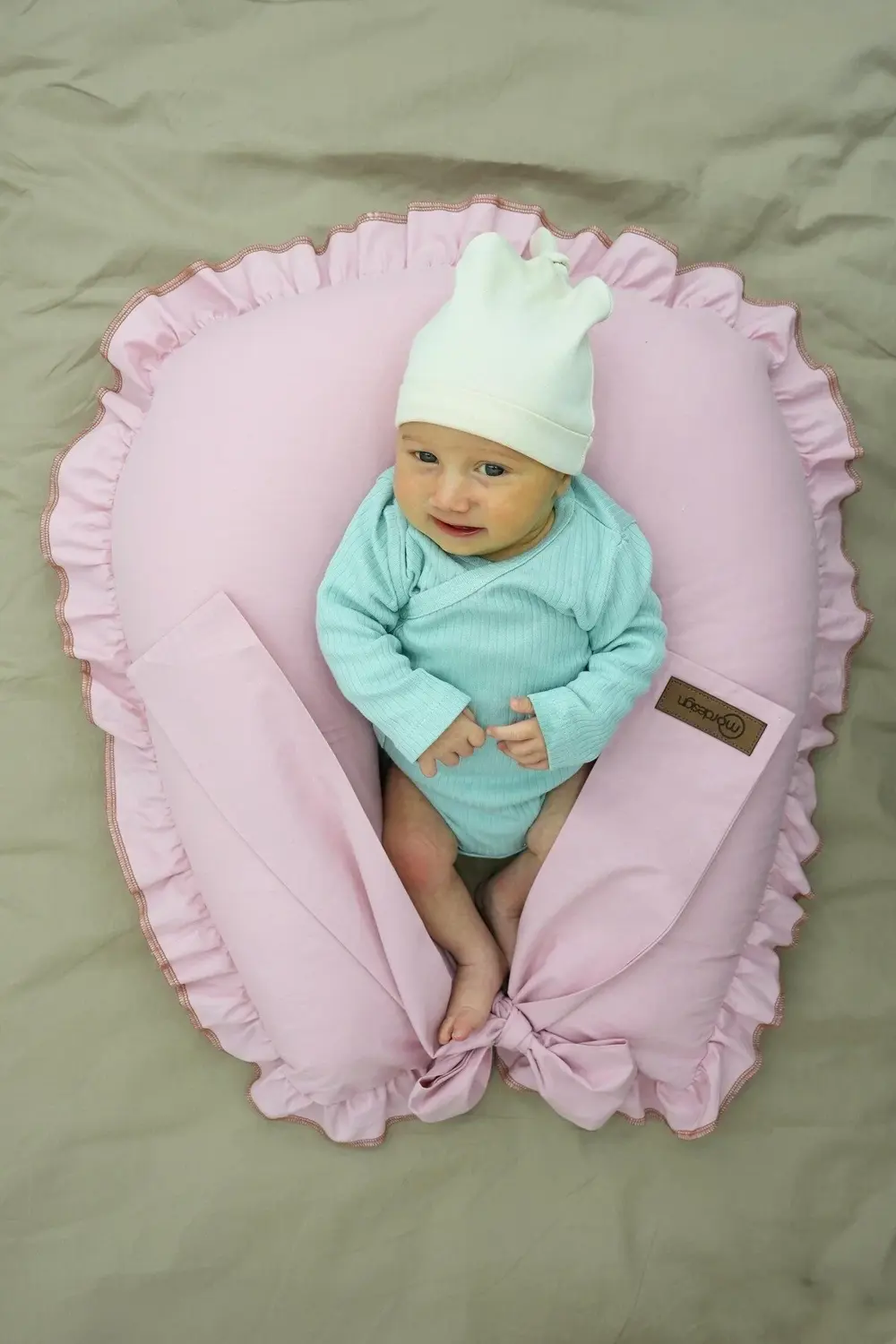 Mordesign Fırfırlı Emzirme Yastığı, Bebek Destek Minderi, Hamile Yastığı, P