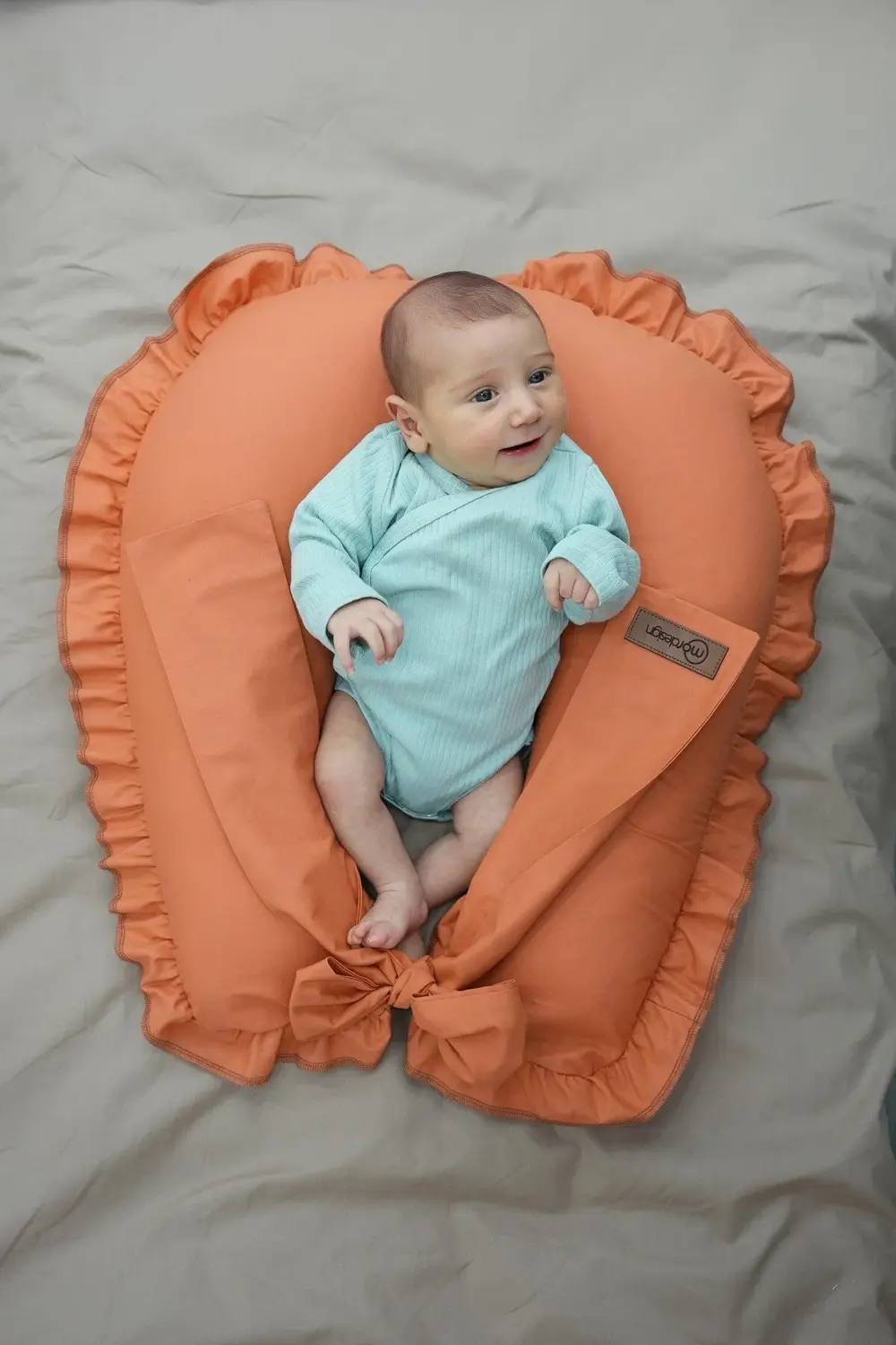 Mordesign Fırfırlı Emzirme Yastığı, Bebek Destek Minderi, Hamile Yastığı, P