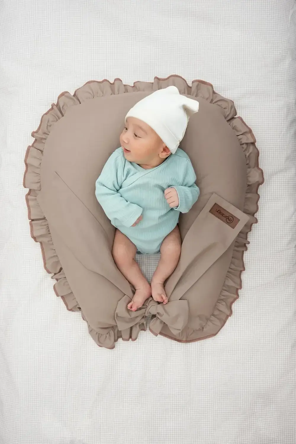 Mordesign Fırfırlı Emzirme Yastığı, Bebek Destek Minderi, Hamile Yastığı, P