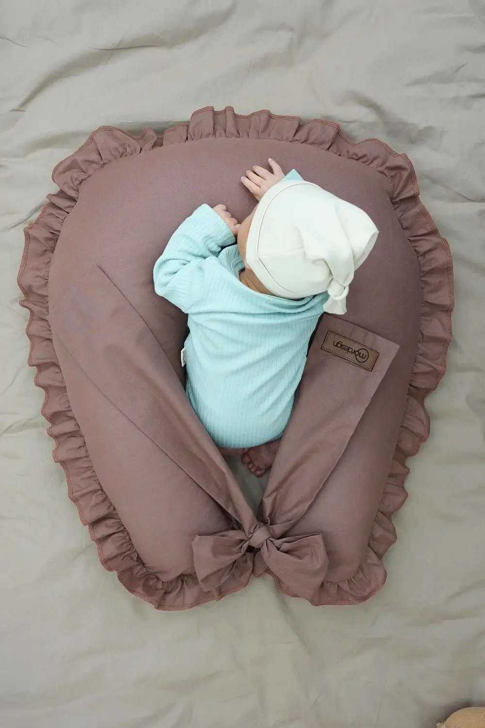 Mordesign Fırfırlı Emzirme Yastığı, Bebek Destek Minderi, Hamile Yastığı, P