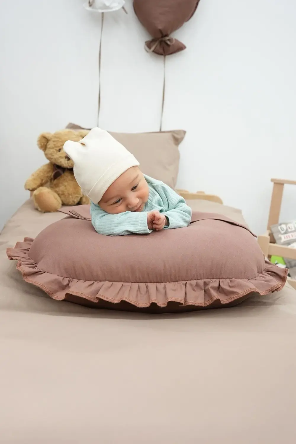 Mordesign Fırfırlı Emzirme Yastığı, Bebek Destek Minderi, Hamile Yastığı, P