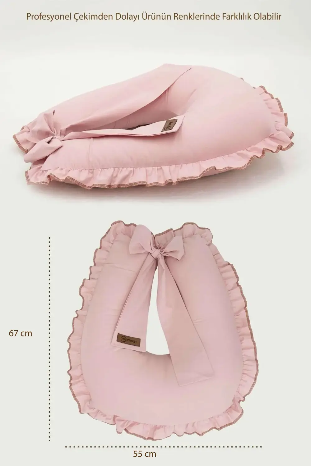 Mordesign Fırfırlı Emzirme Yastığı, Bebek Destek Minderi, Hamile Yastığı, P