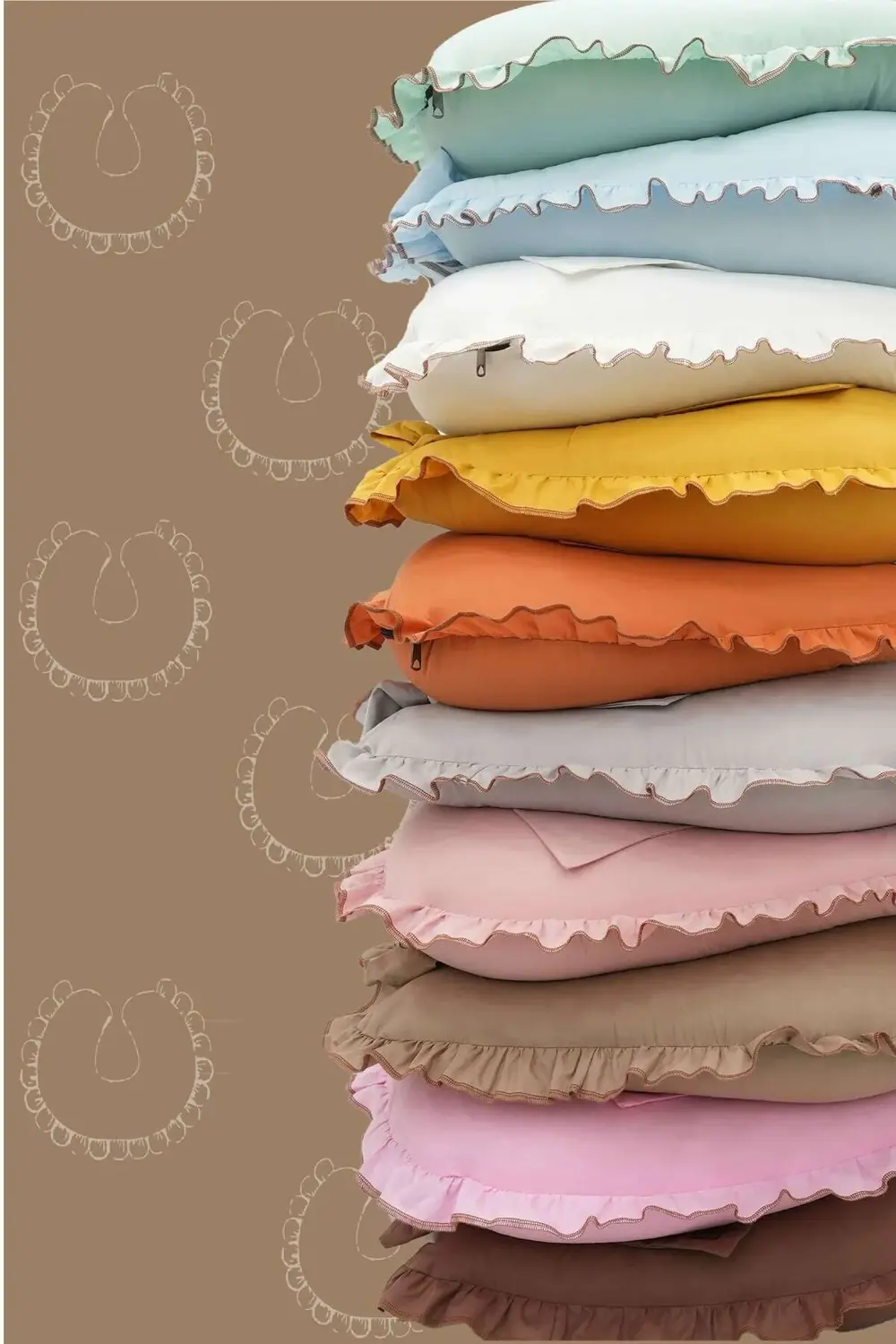 Mordesign Fırfırlı Emzirme Yastığı, Bebek Destek Minderi, Hamile Yastığı, P