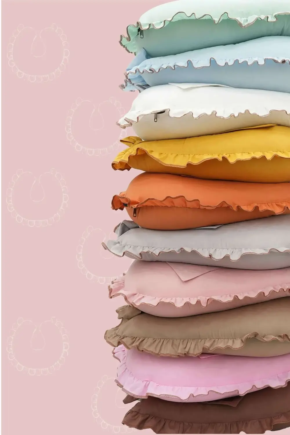 Mordesign Fırfırlı Emzirme Yastığı, Bebek Destek Minderi, Hamile Yastığı, P