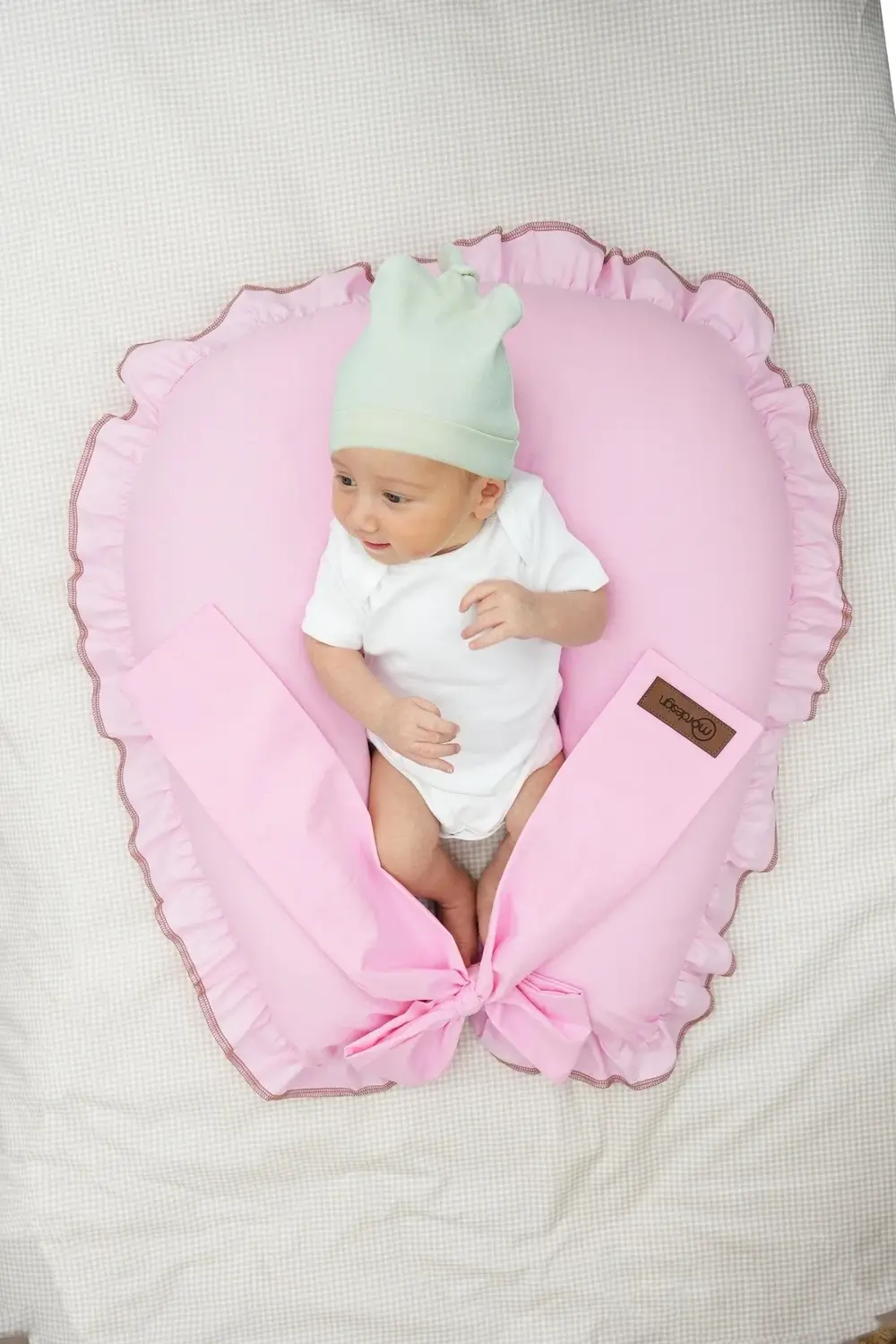 Mordesign Fırfırlı Emzirme Yastığı, Bebek Destek Minderi, Hamile Yastığı, P