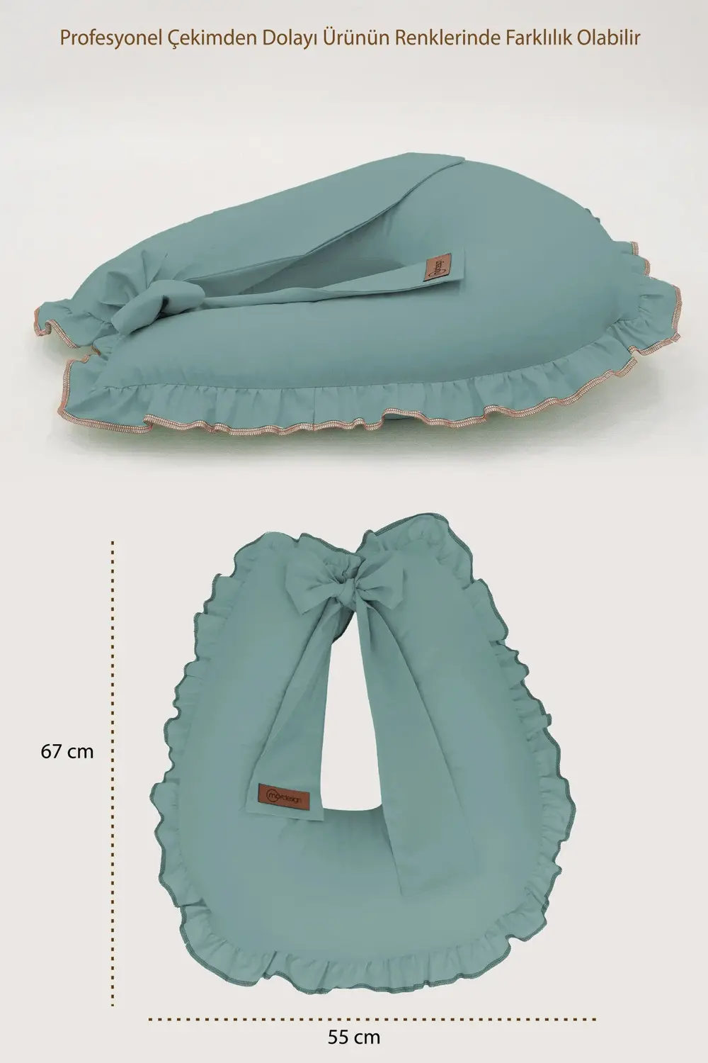 Mordesign Fırfırlı Emzirme Yastığı, Bebek Destek Minderi, Hamile Yastığı, P