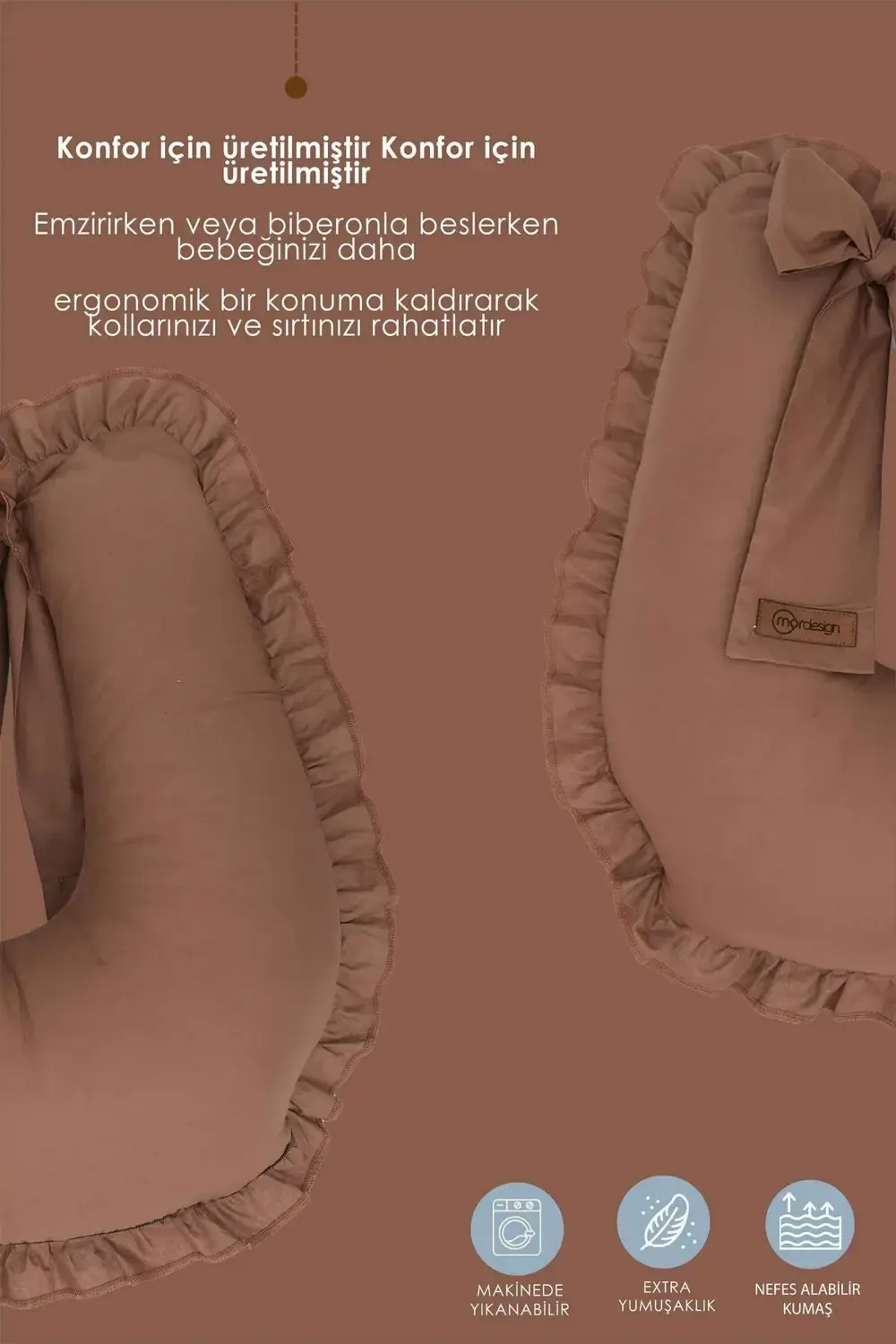 Mordesign Fırfırlı Emzirme Yastığı, Bebek Destek Minderi, Hamile Yastığı, P