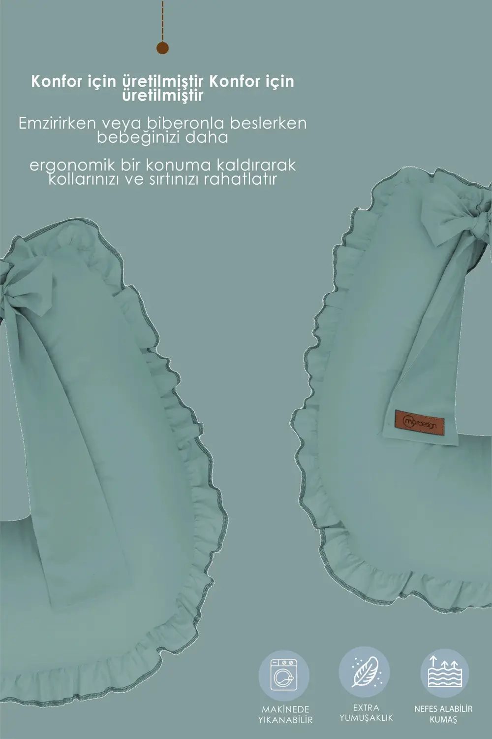 Mordesign Fırfırlı Emzirme Yastığı, Bebek Destek Minderi, Hamile Yastığı, P