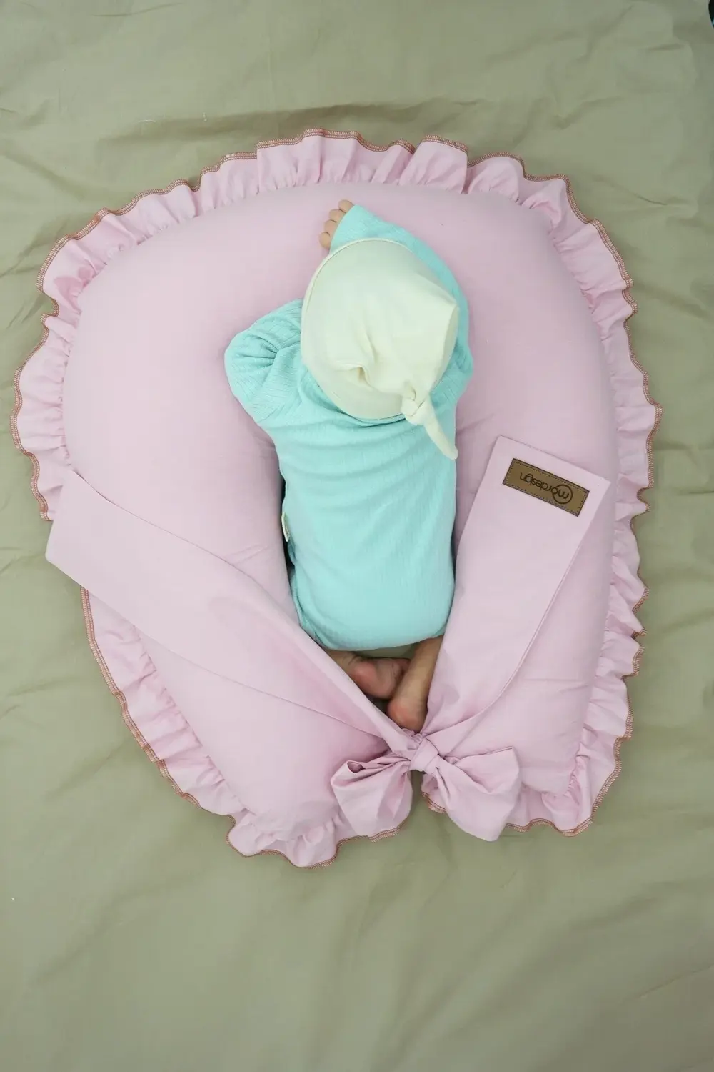 Mordesign Fırfırlı Emzirme Yastığı, Bebek Destek Minderi, Hamile Yastığı, P