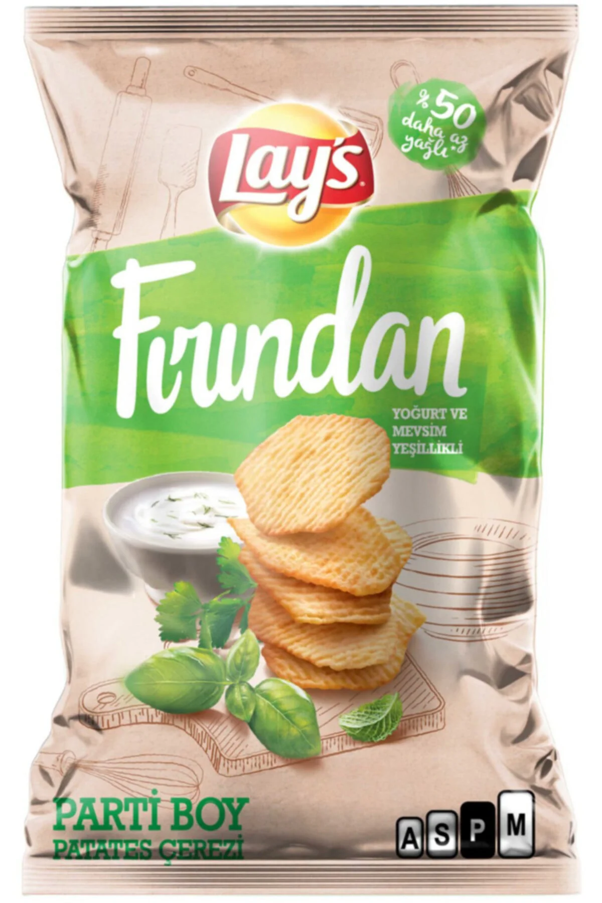 Fırından Yoğurt Ve Mevsim Yeşillikleri Çeşnili Patates Cipsi Part