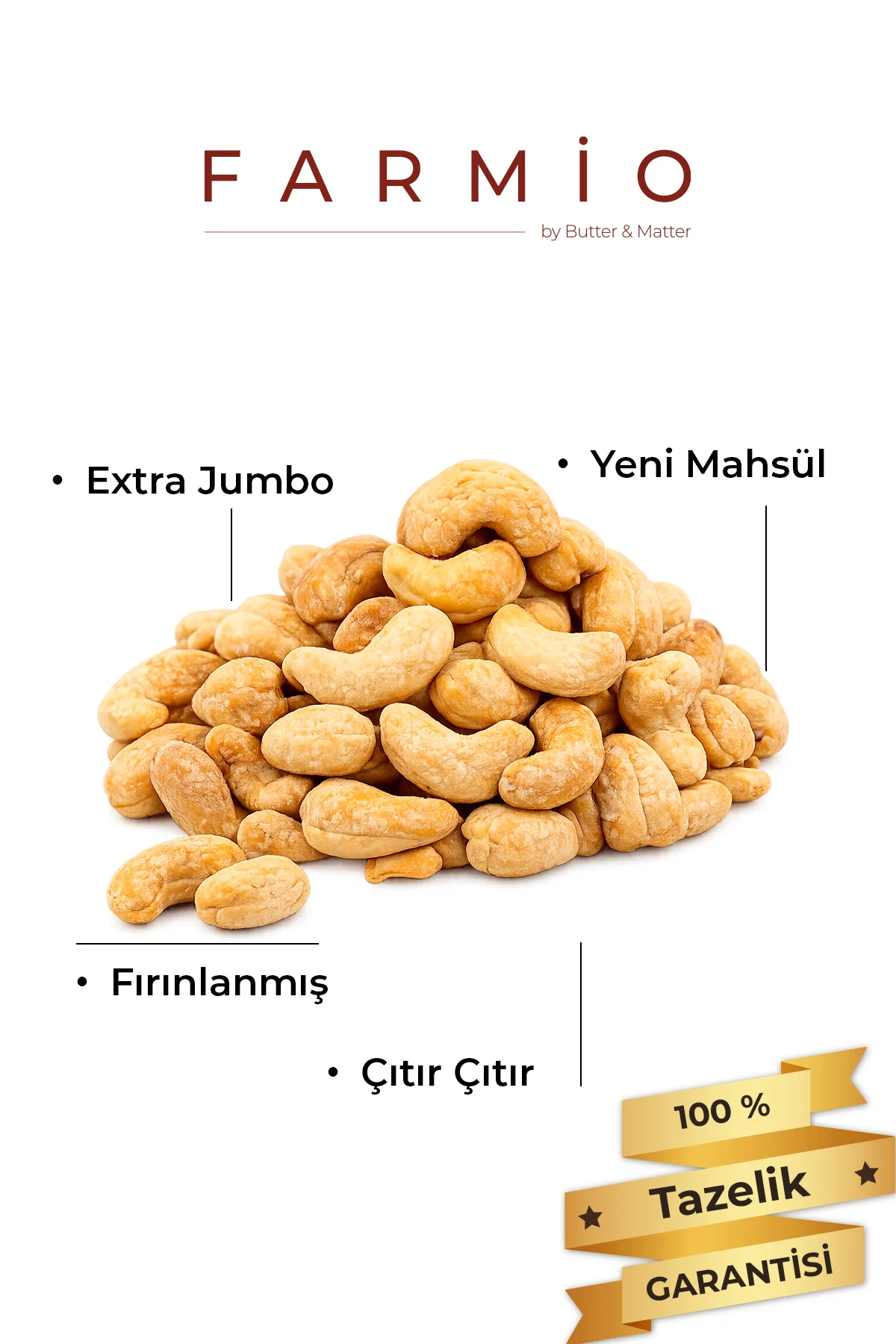 Fırınlanmış Kaju 500gr - Yağsız Kavrulmuş - Taptaze Yeni Mahsül -