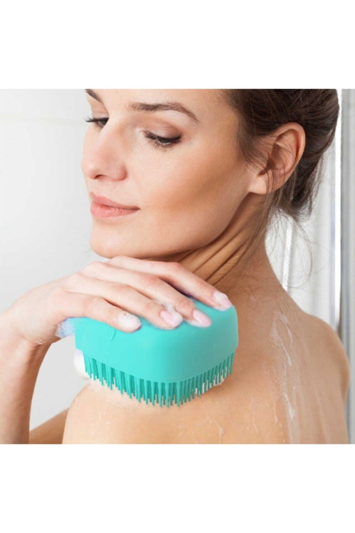 Fırsat Ayı Şampuan Hazneli Silikon Peeling Duş Fırçası Masaj