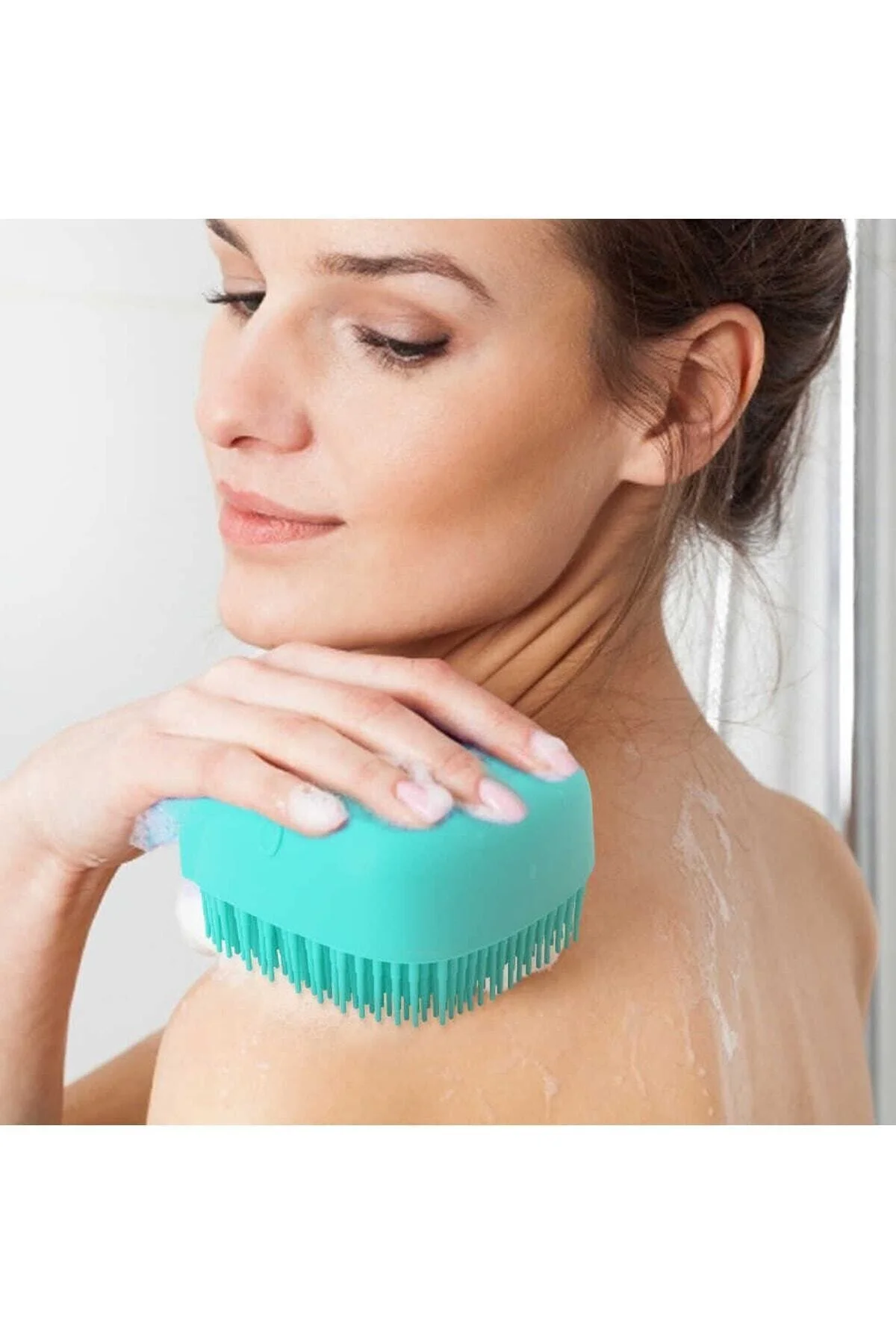 Fırsat Ayı Şampuan Hazneli Silikon Peeling Duş Fırçası Masaj