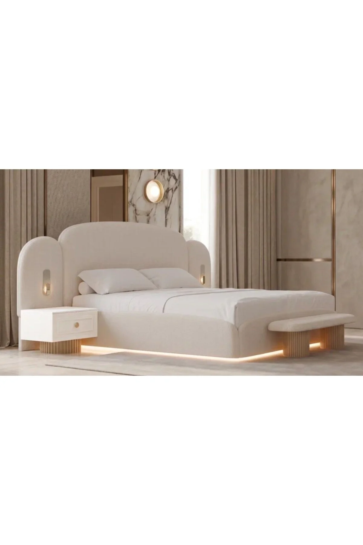 FİRUZE MDF BAZALI KARYOLA VE BAŞLIK