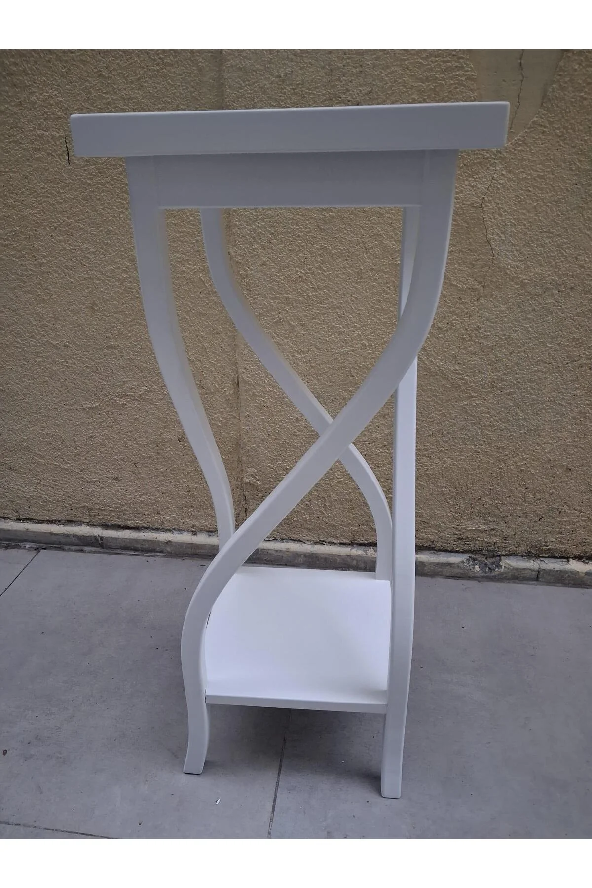 Fiskos 13202 Çiçeklik 4Ayak kare spiral Model MDF Parlak Ahşap ayak Parlak Beyaz - Görsel 5