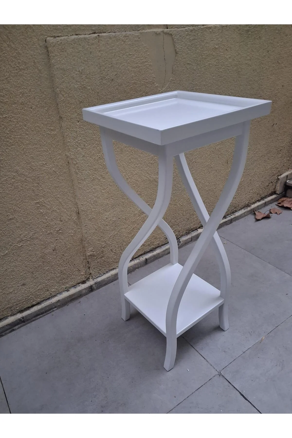 Fiskos 13202 Çiçeklik 4Ayak kare spiral Model MDF Parlak Ahşap ayak Parlak Beyaz - Görsel 8