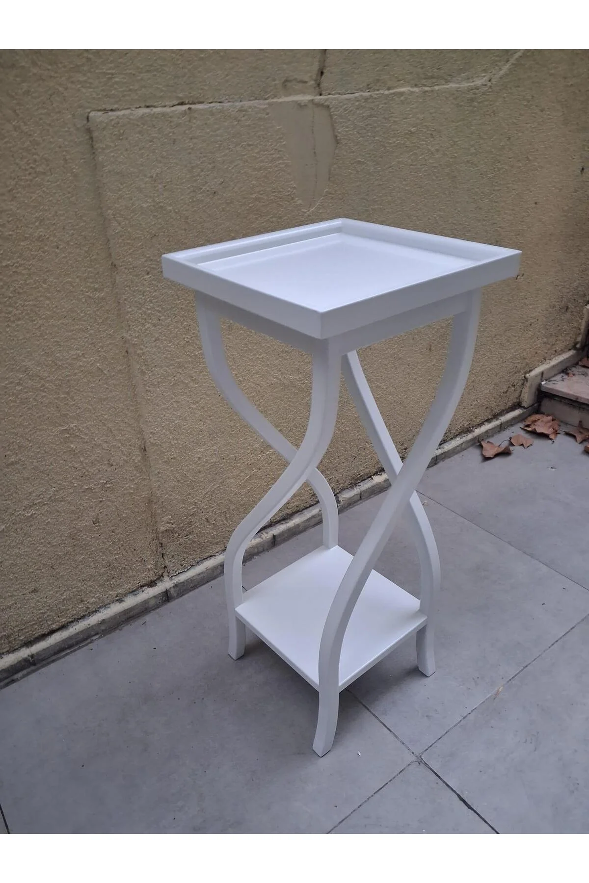 Fiskos 13202 Çiçeklik 4Ayak kare spiral Model MDF Parlak Ahşap ayak Parlak Beyaz - Görsel 6