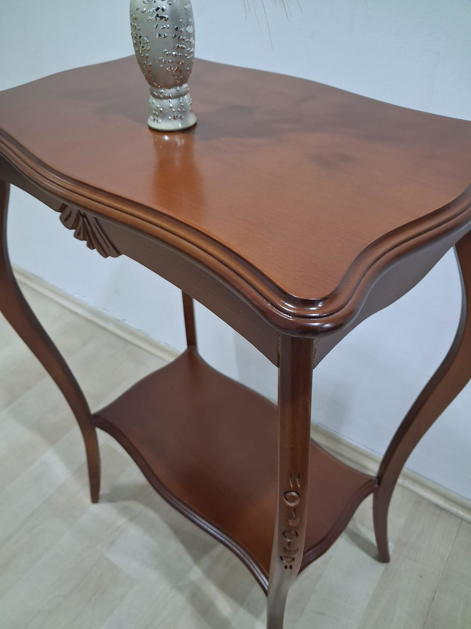 Fiskos 13829 Çiçeklik Oyma Model Parlak Kaplama Kayın tabla ayak 