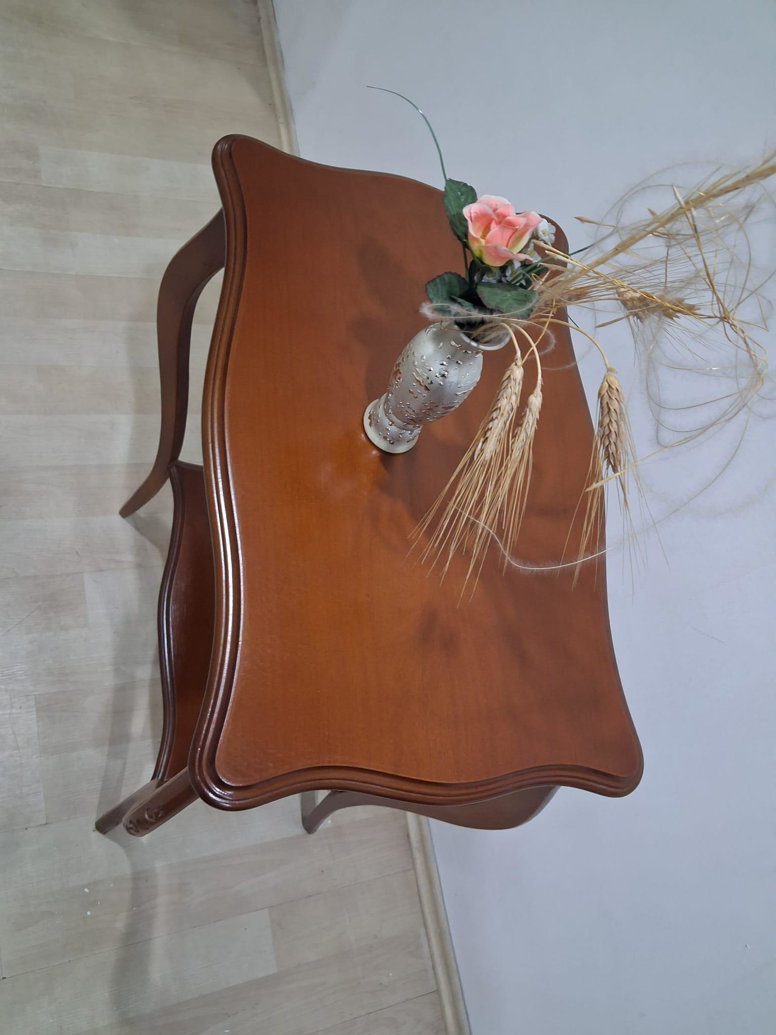 Fiskos 13829 Çiçeklik Oyma Model Parlak Kaplama Kayın tabla ayak 